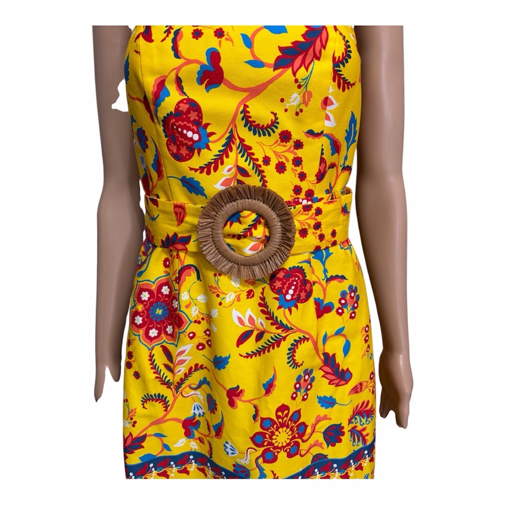 NWT Adrianna Papell Women's Sz 2 Cotton Printed O-Ring Strapless Cocktail Dress - Picture 6 of 13